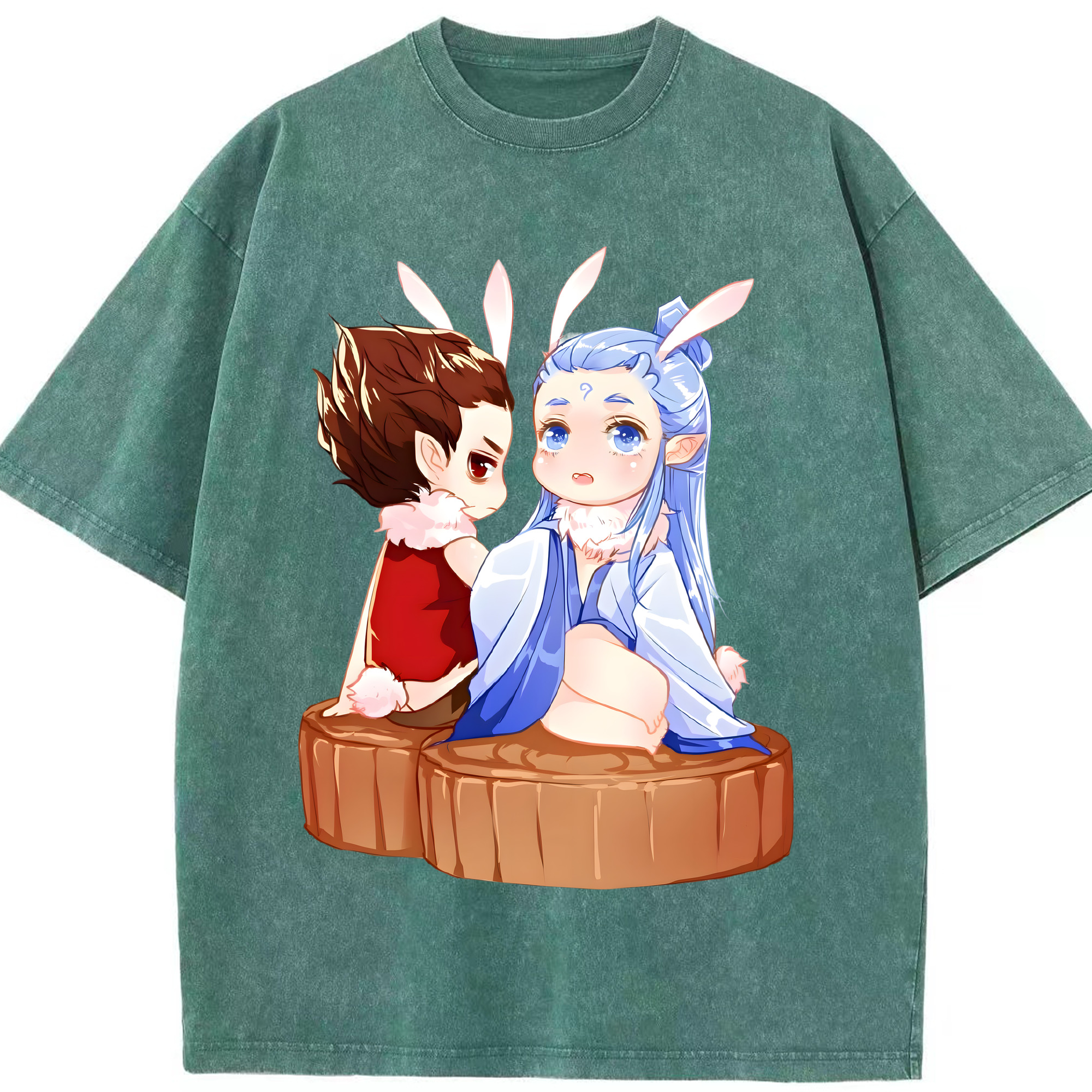 （画像用） Ne Zha 2 ナタ 魔童の大暴れ 綿100% ヴィンテージ風 半袖Tシャツ（フロントプリント）